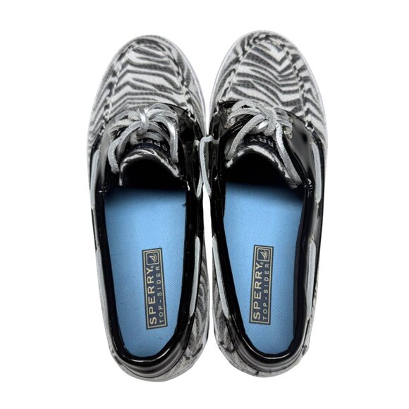 Sperry Top-Sider Bahama 2-Eye Boat Shoes Zebra Print Sequins US 7 NEW - Picture 3 of 11